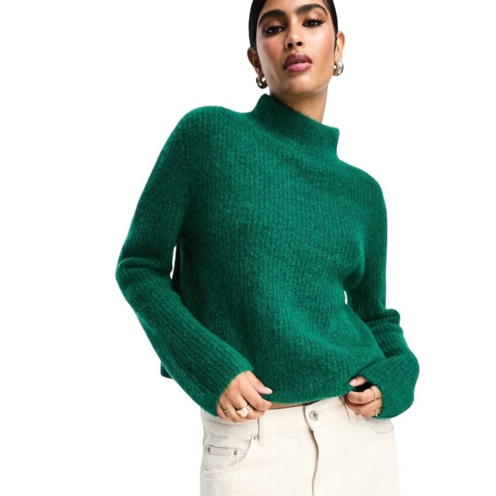 & Other Stories High Neck Alpaca Wool Ribbed Mock Neck Sweater Size XS